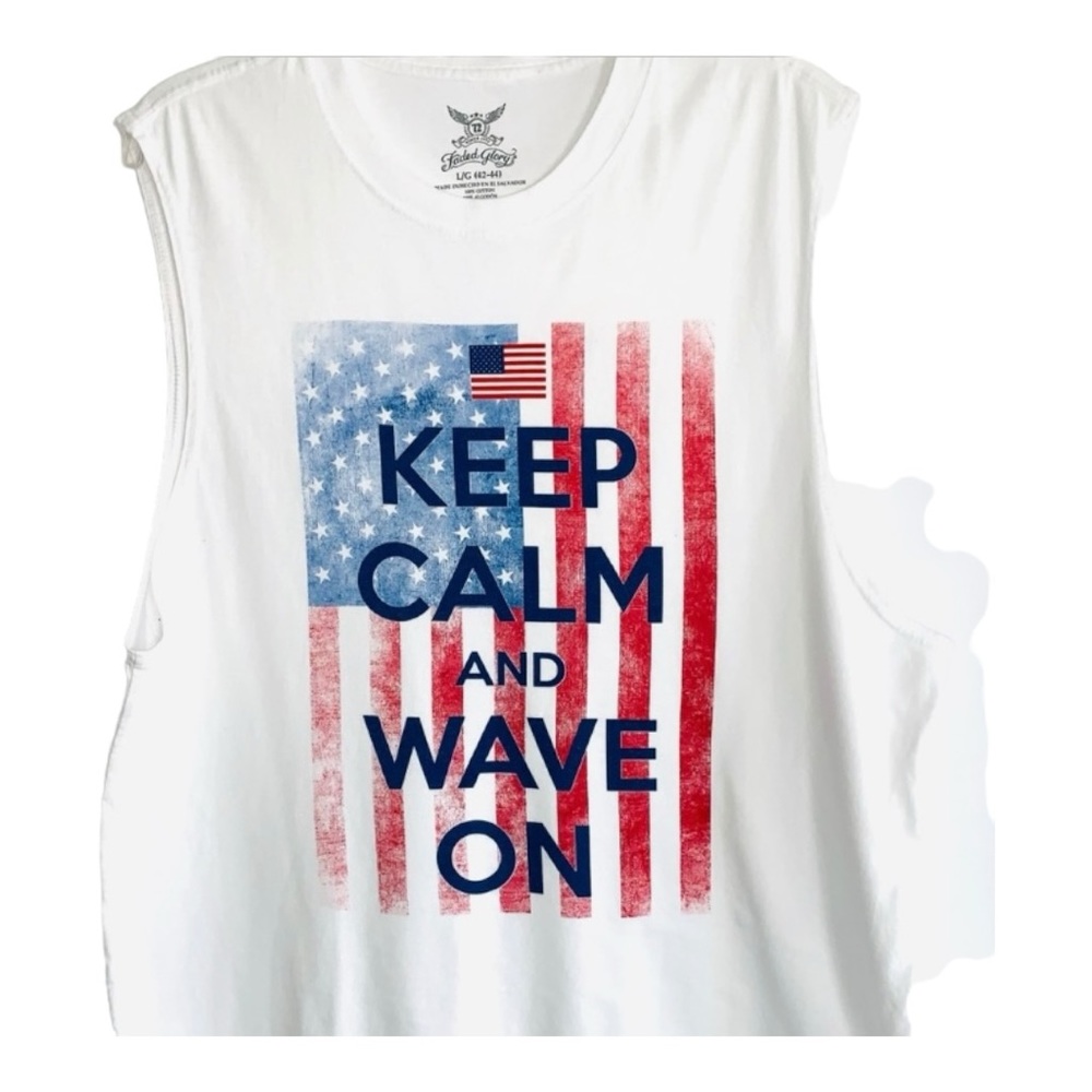 American Flag Faded Glory Mens Tank Top Sz LG